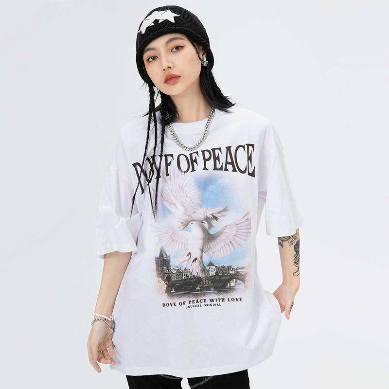 "No Peace" Graphic Unisex Streetwear Vintage Women Men Y2K T-Shirt