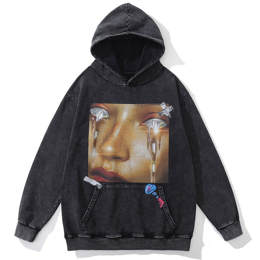 "Big Tears" Graphic Unisex Streetwear Vintage Women Men Y2K Hoodie