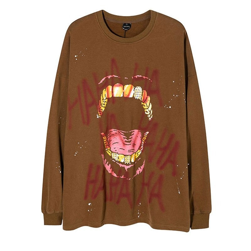 "Laughing Crazy" Graphic Unisex Streetwear Vintage Women Men Y2K Hoodie