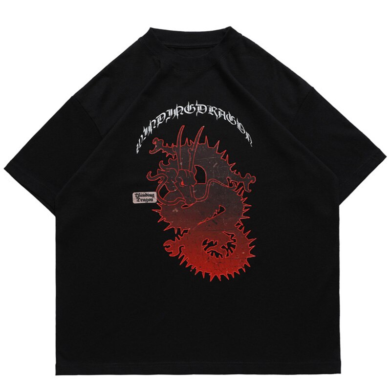 "Red Dragon" Graphic Unisex Streetwear Vintage Women Men Y2K T-Shirt