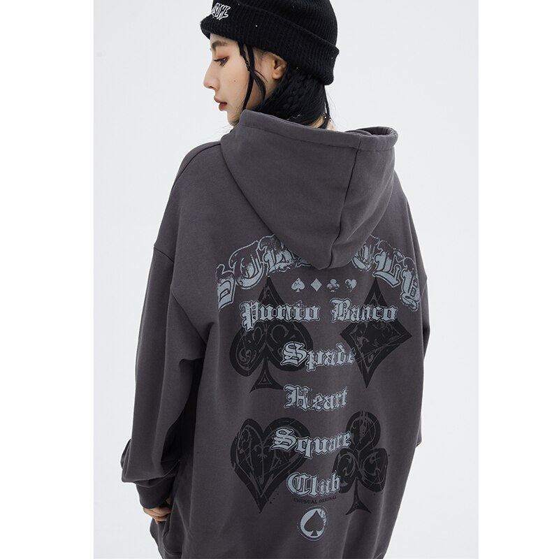 "Deck Of Cards" Graphic Unisex Streetwear Vintage Women Men Y2K Hoodie