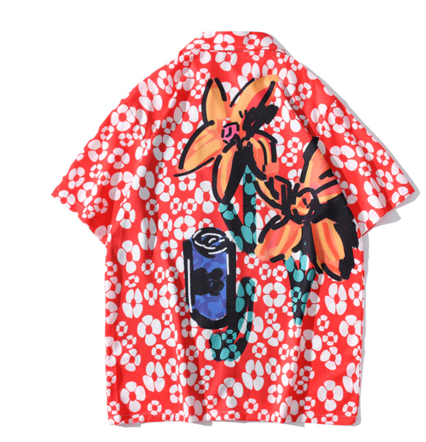 "Graf" Graphic Unisex Streetwear Women Men Y2K Button Up Shirt