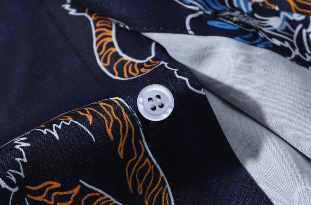 "Calm Fury" Unisex Men Women Streetwear Button Up Shirt