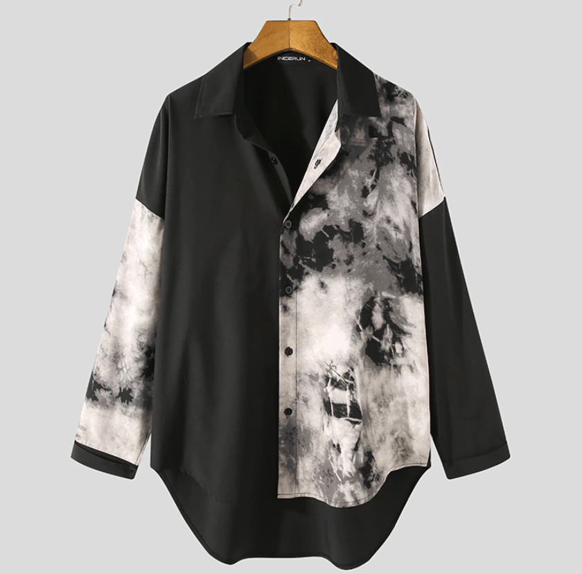 "Split Smoke" Graphic Unisex Streetwear Vintage Women Men Y2K Button Up Shirt