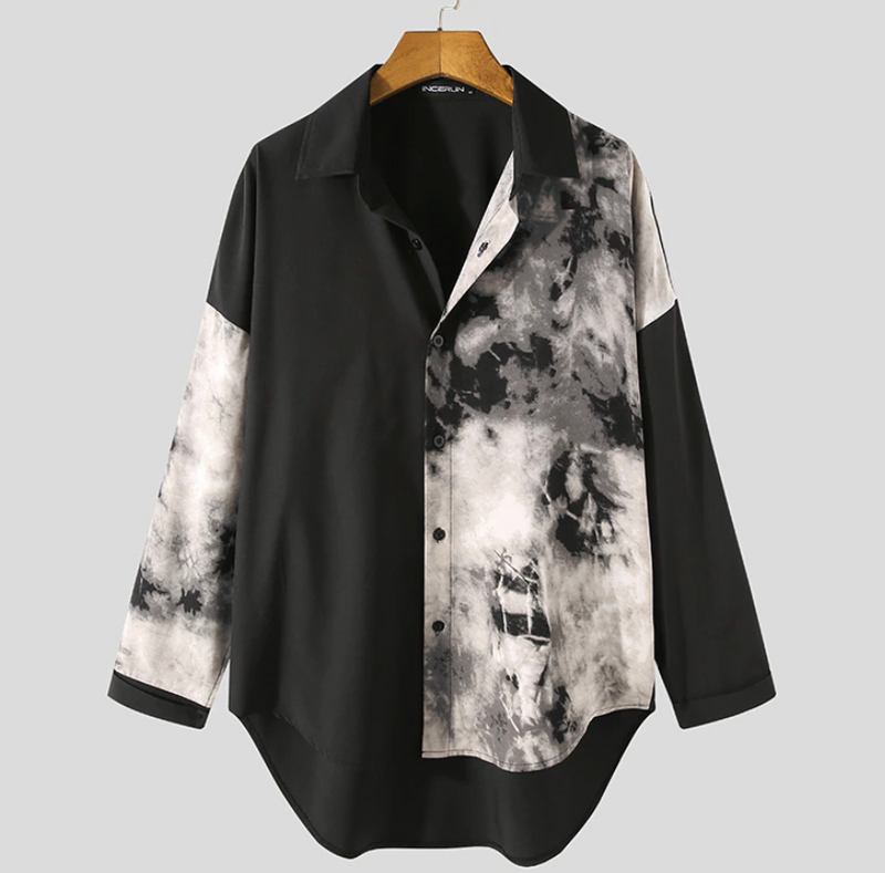 "Split Smoke" Graphic Unisex Streetwear Vintage Women Men Y2K Button Up Shirt