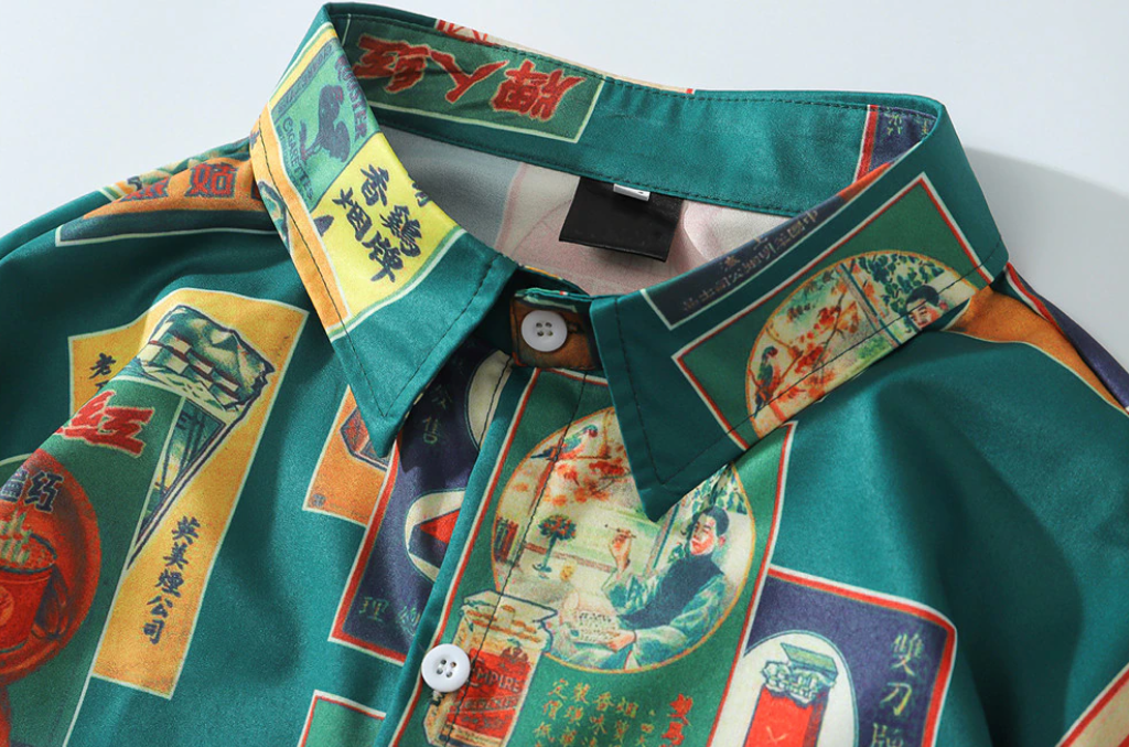 "Micasso Standing" Graphic Unisex Streetwear Vintage Women Men Y2K Button Up Shirt
