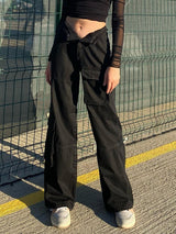 "Rebel" Graphic Unisex Streetwear Women Men Y2K Denim Pants