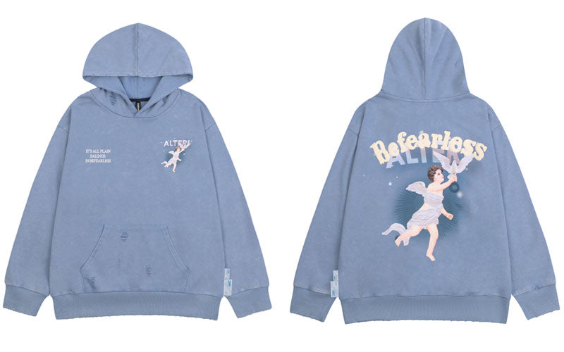 "Running Away" Graphic Unisex Streetwear Vintage Women Men Y2K Hoodie