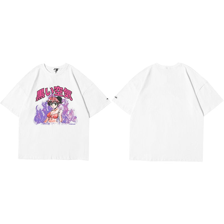 "Purple Flame" Graphic Unisex Streetwear Vintage Women Men Y2K T-Shirt