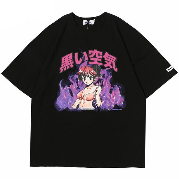 "Purple Flame" Graphic Unisex Streetwear Vintage Women Men Y2K T-Shirt