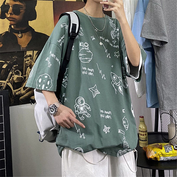 "Scatter Blues" Graphic Unisex Streetwear Vintage Women Men Y2K T-Shirt