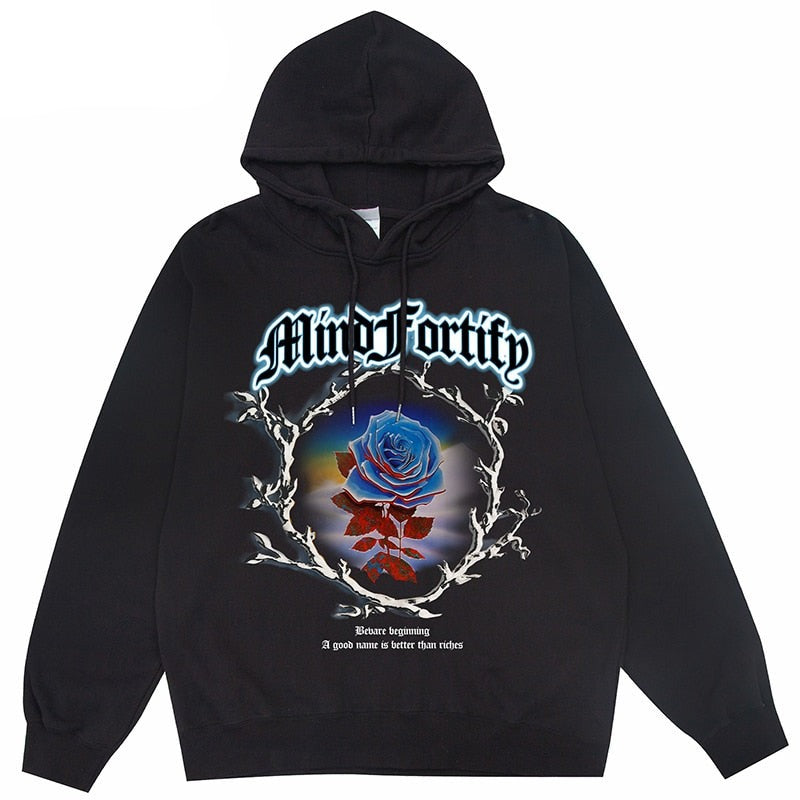 "Fallen Red Rose" Unisex Men Women Streetwear Graphic Hoodie