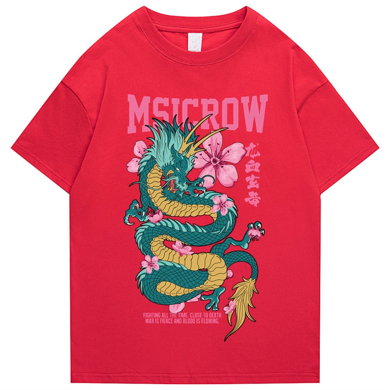 "Peace Dragon" Graphic Unisex Streetwear Vintage Women Men Y2K T-Shirt