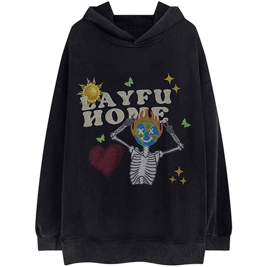 "Welcome Home" Graphic Unisex Streetwear Vintage Women Men Y2K Hoodie