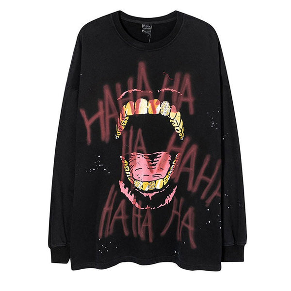 "Laughing Crazy" Graphic Unisex Streetwear Vintage Women Men Y2K Hoodie