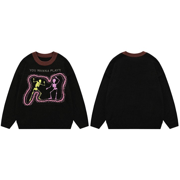 "Playground" Graphic Unisex Streetwear Vintage Women Men Y2K Sweater
