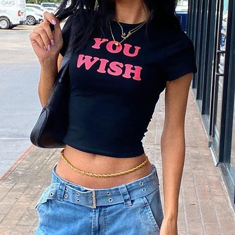 "Take A Wish" Graphic Unisex Streetwear Vintage Women Men Y2K T-Shirt