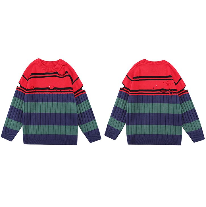 "Red Waves" Graphic Unisex Streetwear Vintage Women Men Y2K Sweater