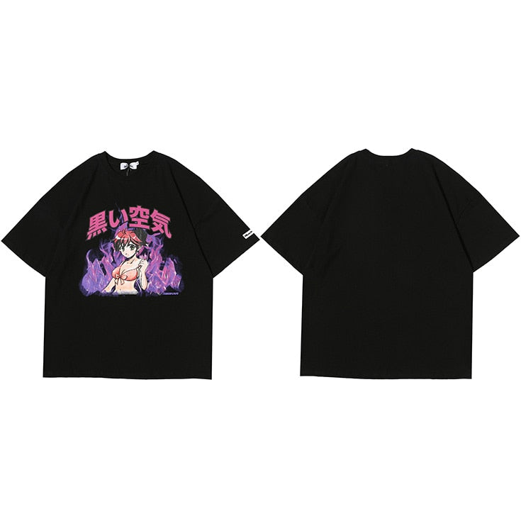 "Purple Flame" Graphic Unisex Streetwear Vintage Women Men Y2K T-Shirt