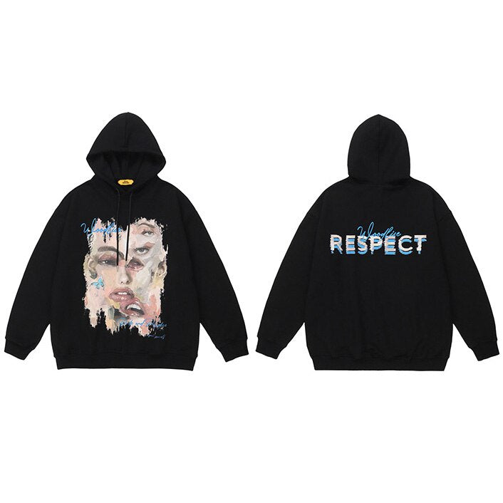 "Broken Face" Unisex Men Women Streetwear Graphic Hoodie