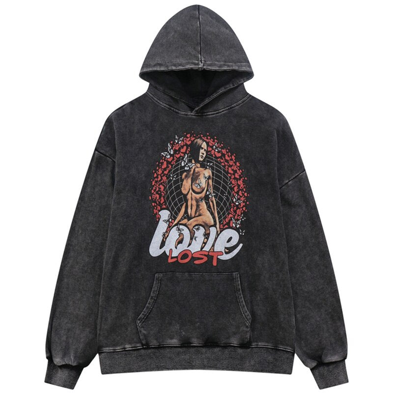 "All The Love" Graphic Unisex Streetwear Vintage Women Men Y2K Hoodie