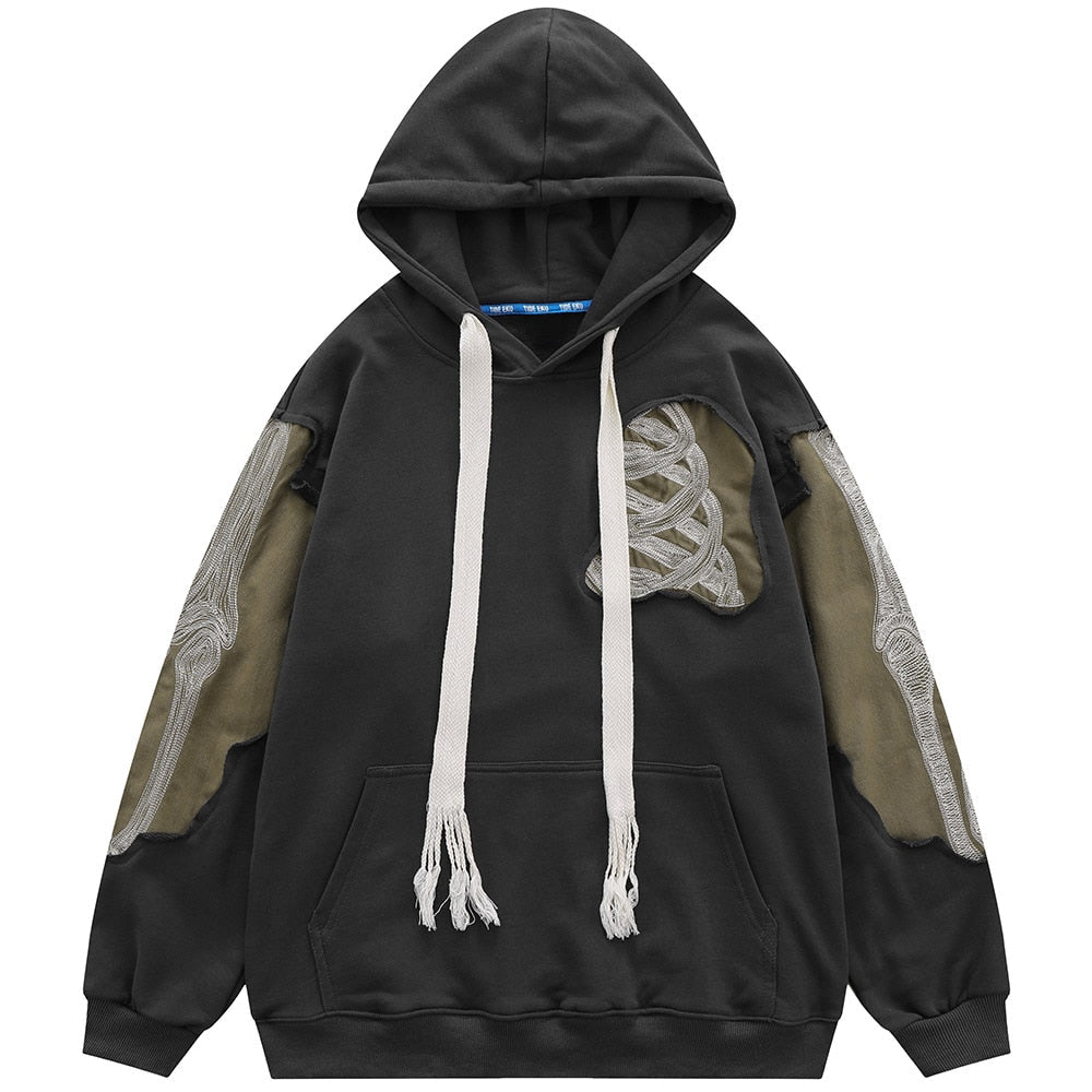 "Patchwork" Graphic Unisex Streetwear Vintage Women Men Y2K Hoodie