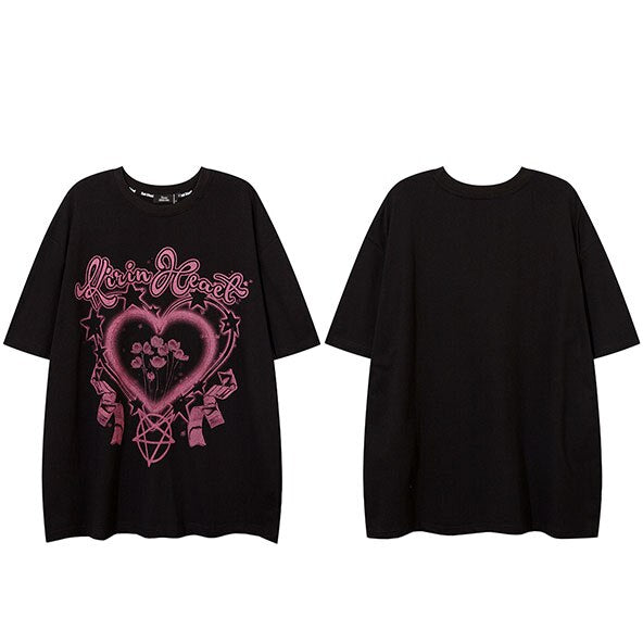 "Pink Garden" Graphic Unisex Streetwear Vintage Women Men Y2K T-Shirt