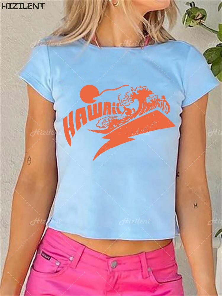 "Red Waves" Graphic Unisex Streetwear Vintage Women Men Y2K T-Shirt