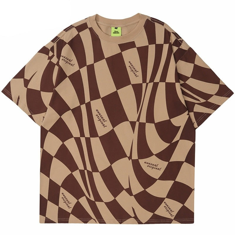 "Plaid World" Graphic Unisex Streetwear Vintage Women Men Y2K T-Shirt