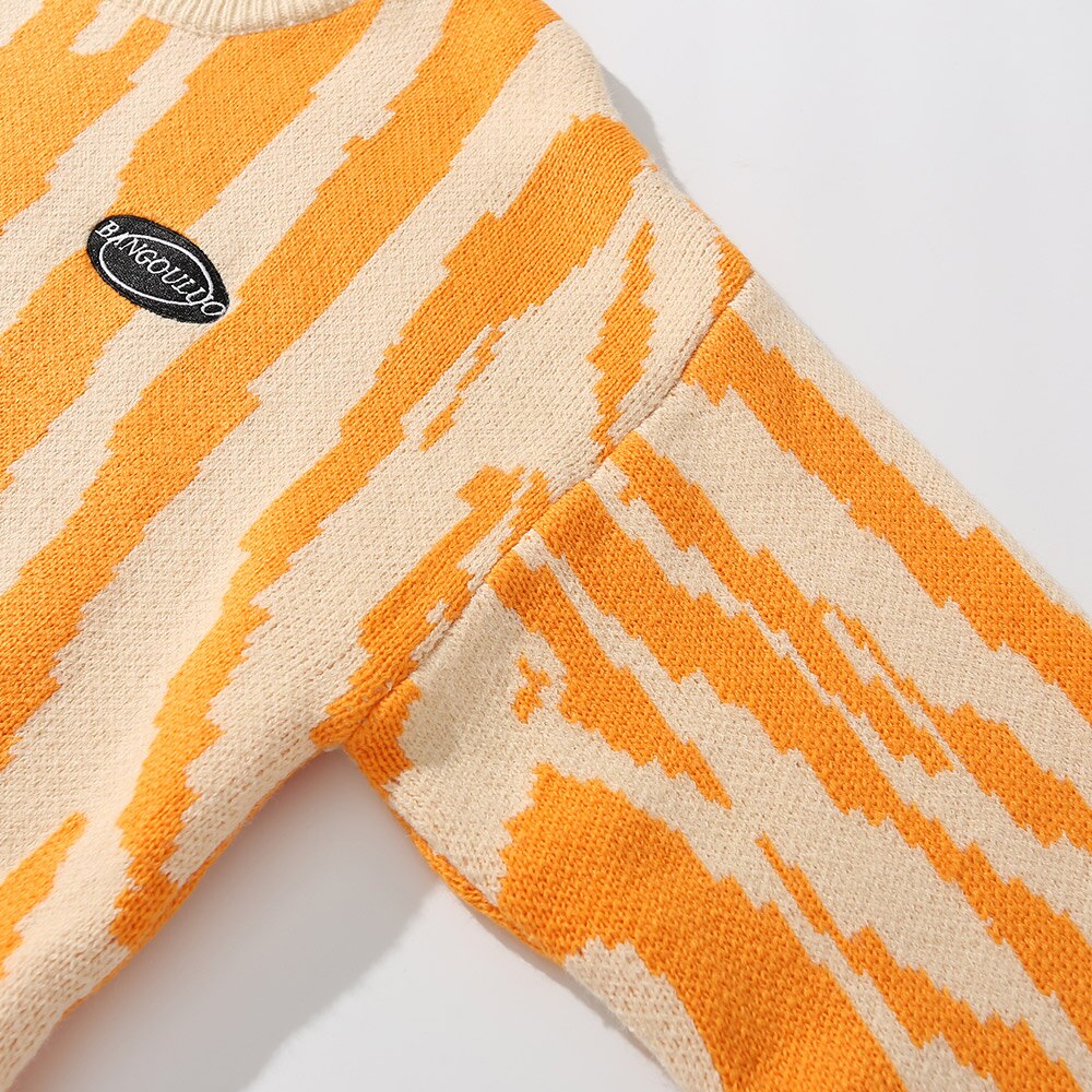 "Orange Wave" Graphic Unisex Streetwear Vintage Women Men Y2K Sweater