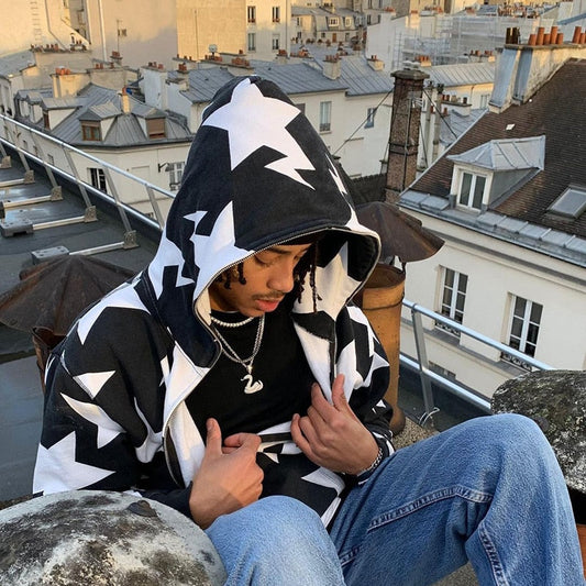 "Star" Zip Up Graphic Unisex Streetwear Vintage Women Men Y2K Sweater