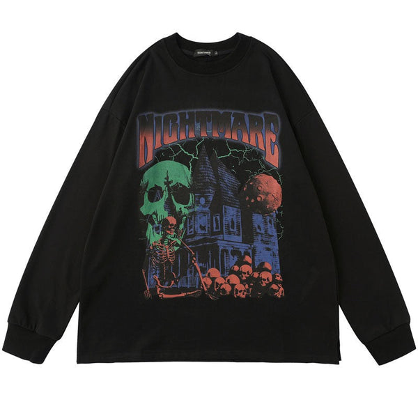 "Nightmare" Graphic Unisex Streetwear Vintage Women Men Y2K Sweatshirt