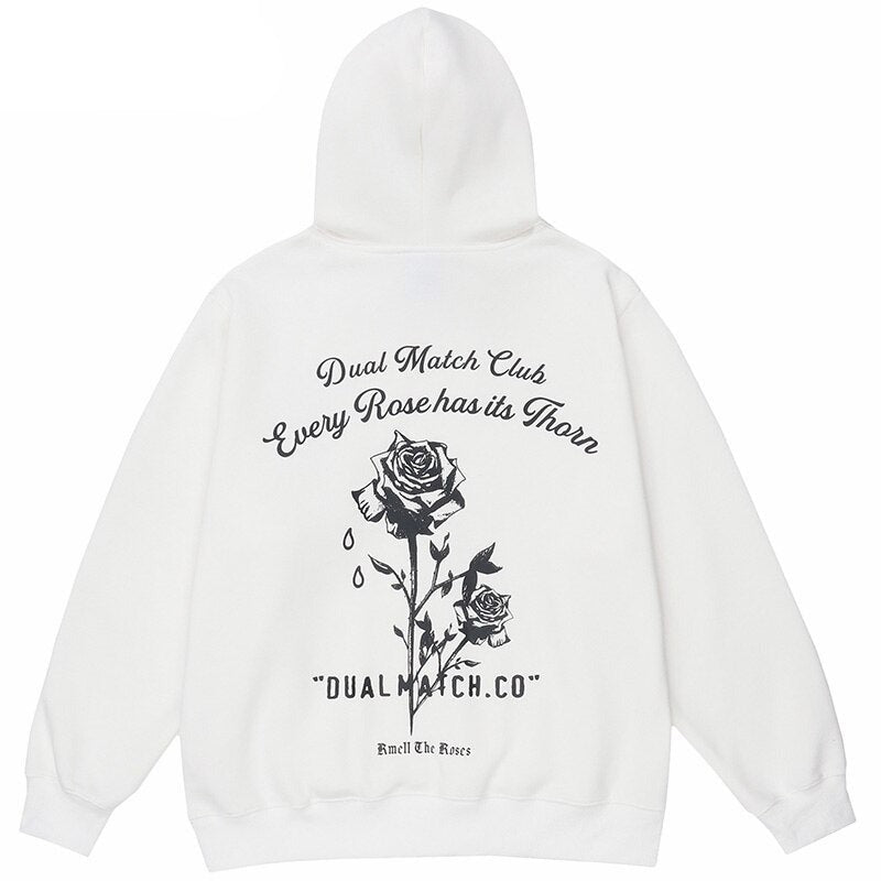"White Roses" Graphic Unisex Streetwear Vintage Women Men Y2K Hoodie