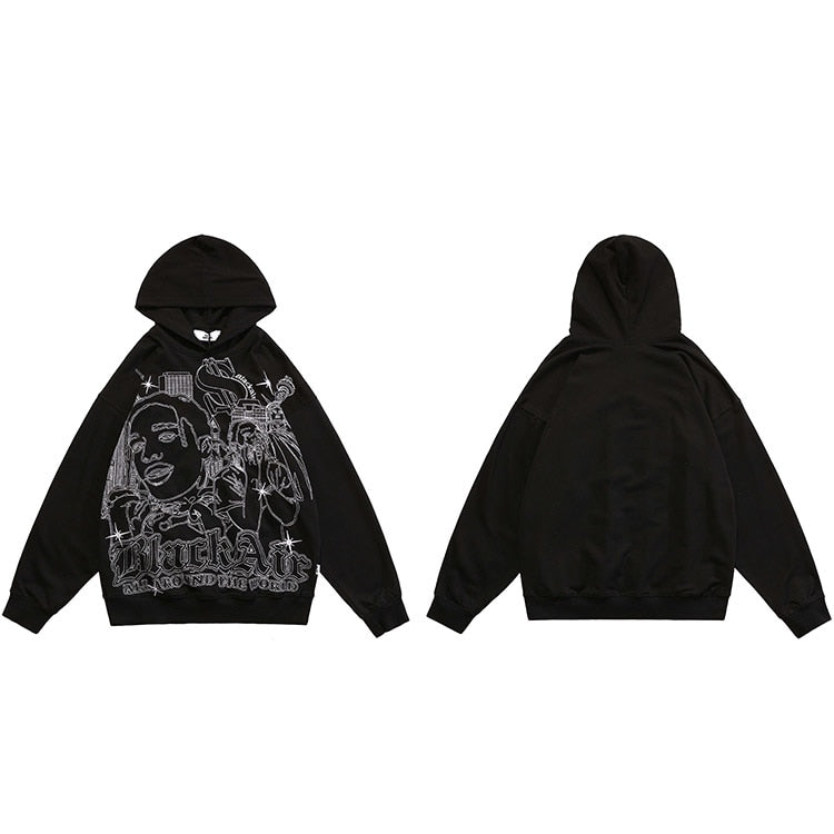 "Living In Town" Graphic Unisex Streetwear Vintage Women Men Y2K Hoodie