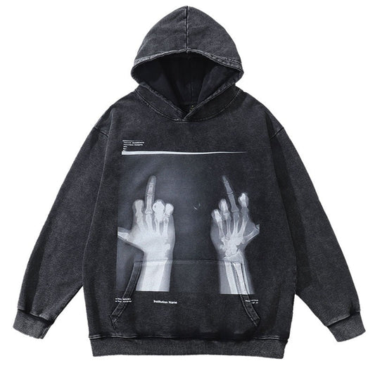 "Two Hands" Graphic Unisex Streetwear Vintage Women Men Y2K Hoodie