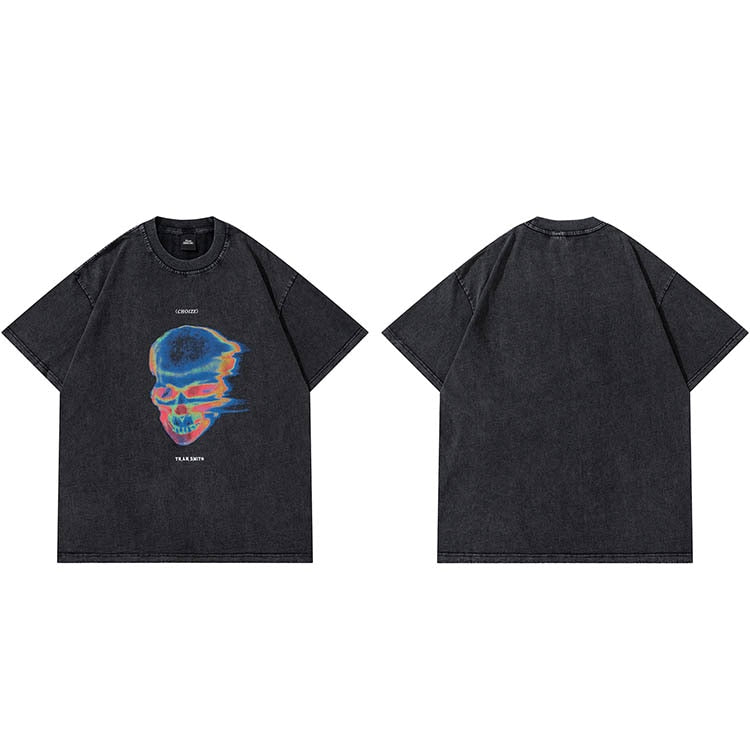 "Blue Skull" Unisex Men Women Streetwear Graphic T-Shirt