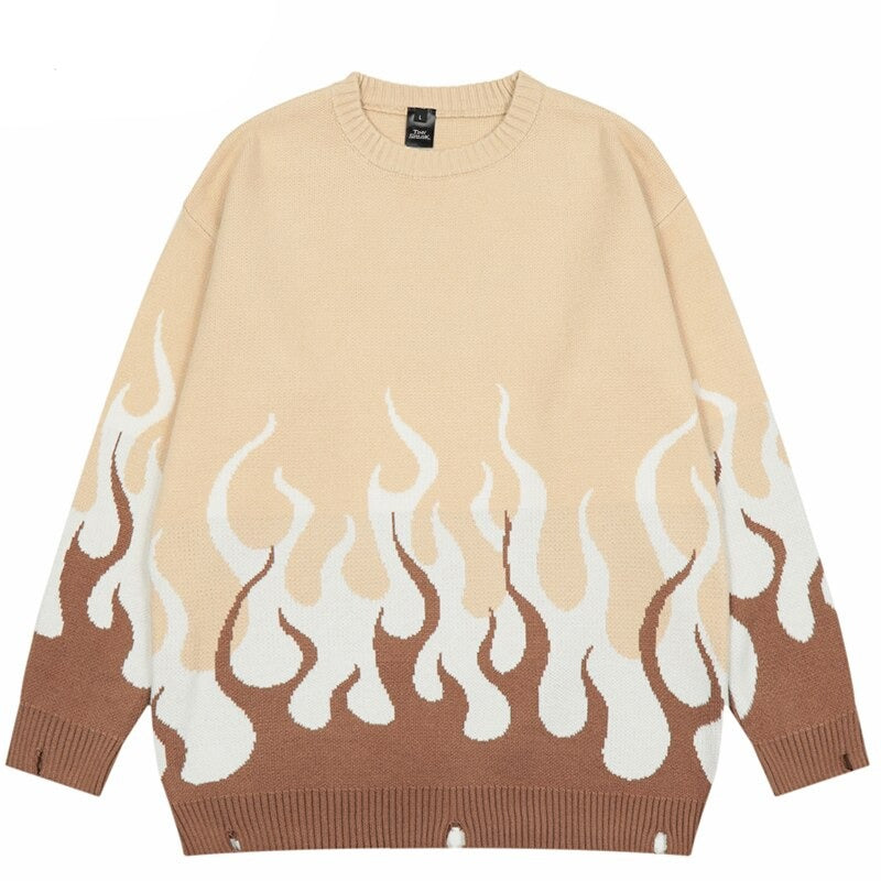 "White Flame" Unisex Men Women Streetwear Graphic Sweater