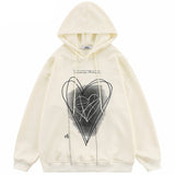 "White Hearted" Graphic Unisex Streetwear Vintage Women Men Y2K Hoodie