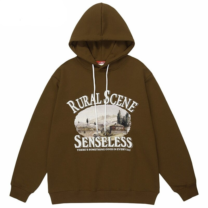 "Rural Sense" Graphic Unisex Streetwear Vintage Women Men Y2K Hoodie