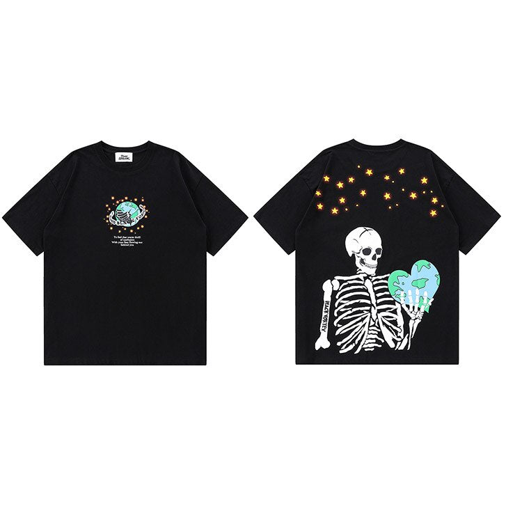"World Globe" Graphic Unisex Streetwear Vintage Women Men Y2K T-Shirt
