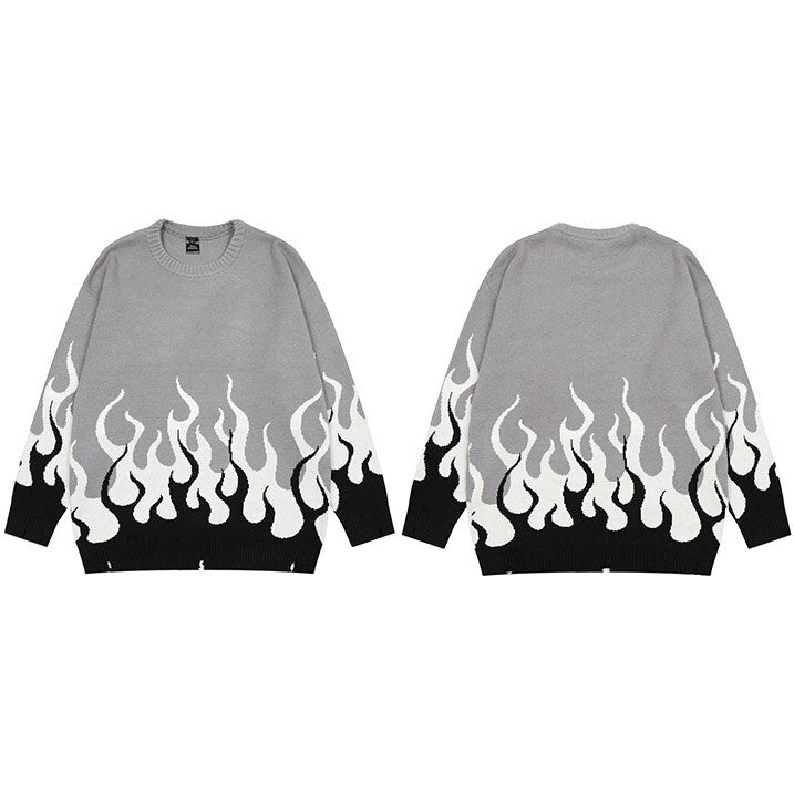"White Flame" Unisex Men Women Streetwear Graphic Sweater