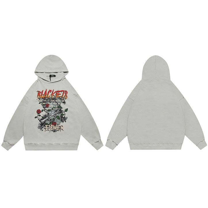 "Black Rose" Unisex Men Women Streetwear Graphic Hoodie