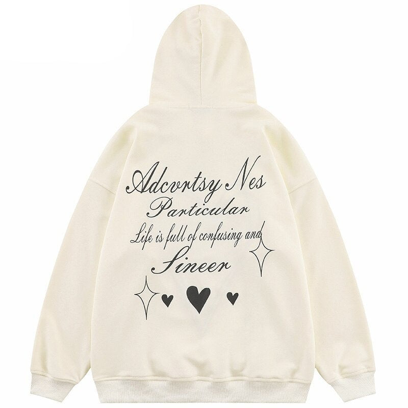 "White Hearted" Graphic Unisex Streetwear Vintage Women Men Y2K Hoodie