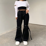 "Patched" Graphic Unisex Streetwear Women Men Y2K Denim Pants