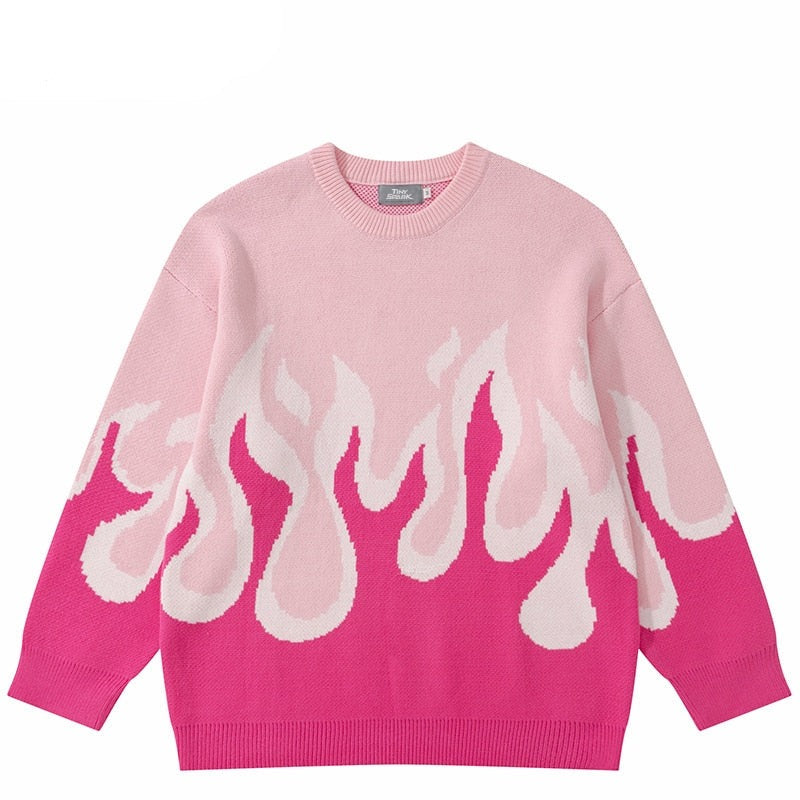 "Water & Fire" Graphic Unisex Streetwear Vintage Women Men Y2K Sweater