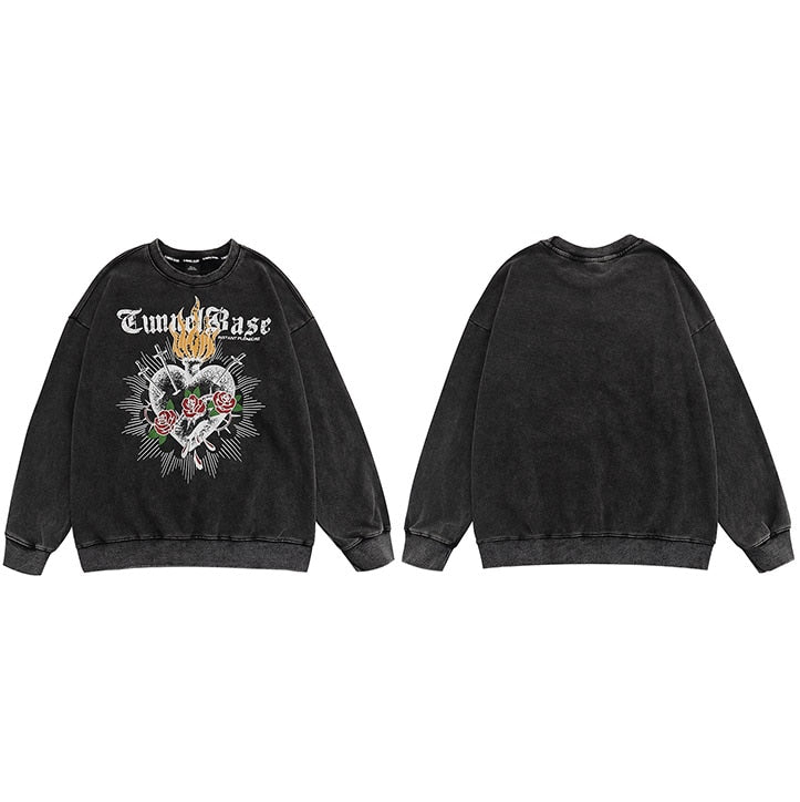 "Stabbed Heart" Unisex Men Women Streetwear Graphic Sweater