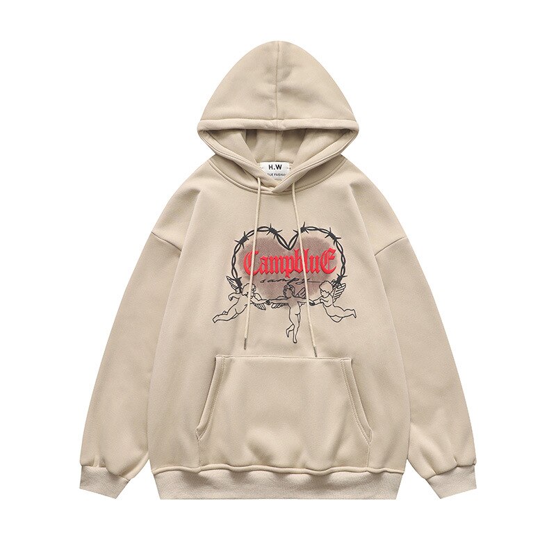 "Grey Heart" Graphic Unisex Streetwear Women Men Y2K Hoodie