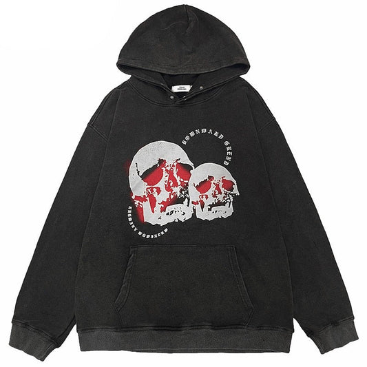 "Red Skull" Graphic Unisex Streetwear Vintage Women Men Y2K Hoodie