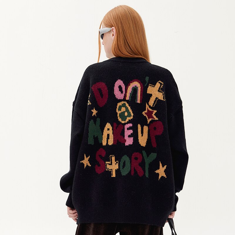 "Make Up Tales" Graphic Unisex Streetwear Vintage Women Men Y2K Sweater