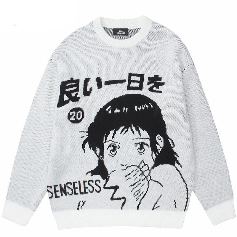 "Makes More Sense" Graphic Unisex Streetwear Vintage Women Men Y2K Sweater